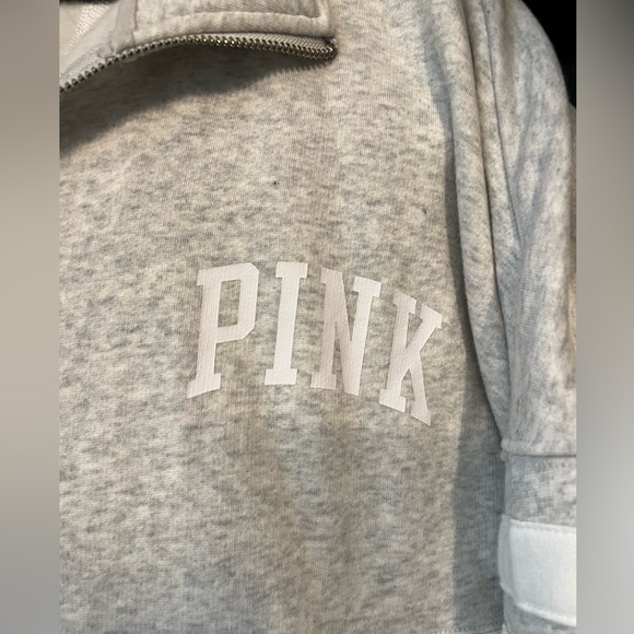 NWT!VSPINK Varsity FullZip White/Gray Fleece Jacket/VSPINK Fleece White Short-M - Picture 8 of 16